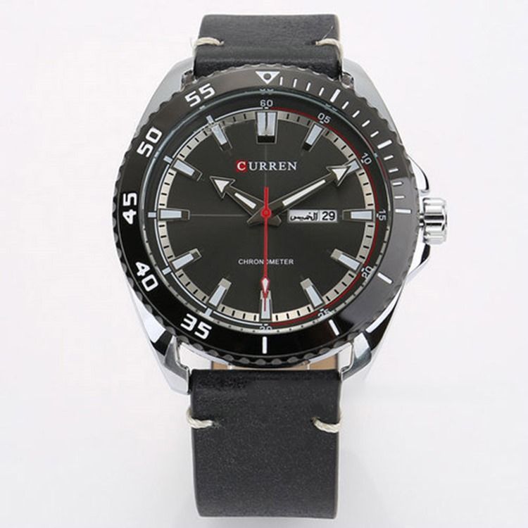 Montre Ronde À Quartz Pu Pour Hommes