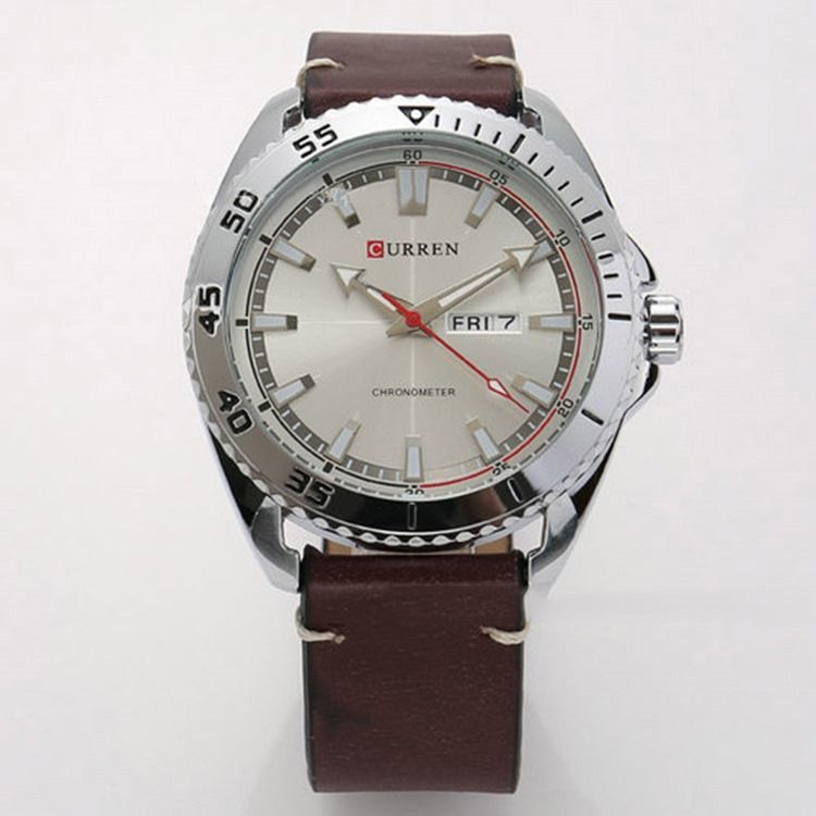 Montre Ronde À Quartz Pu Pour Hommes