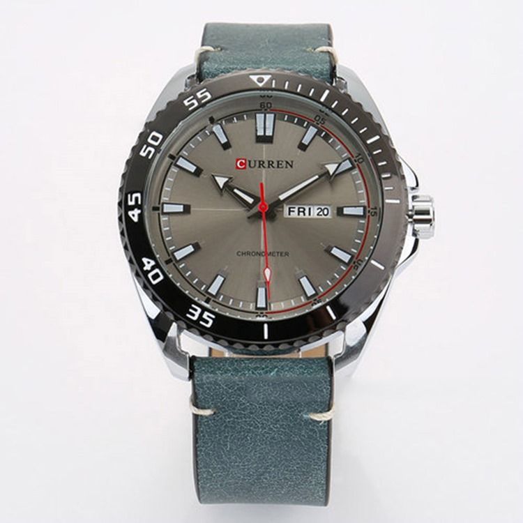 Montre Ronde À Quartz Pu Pour Hommes