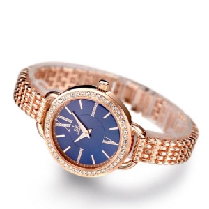 Montre Ronde À Strass Pour Femme