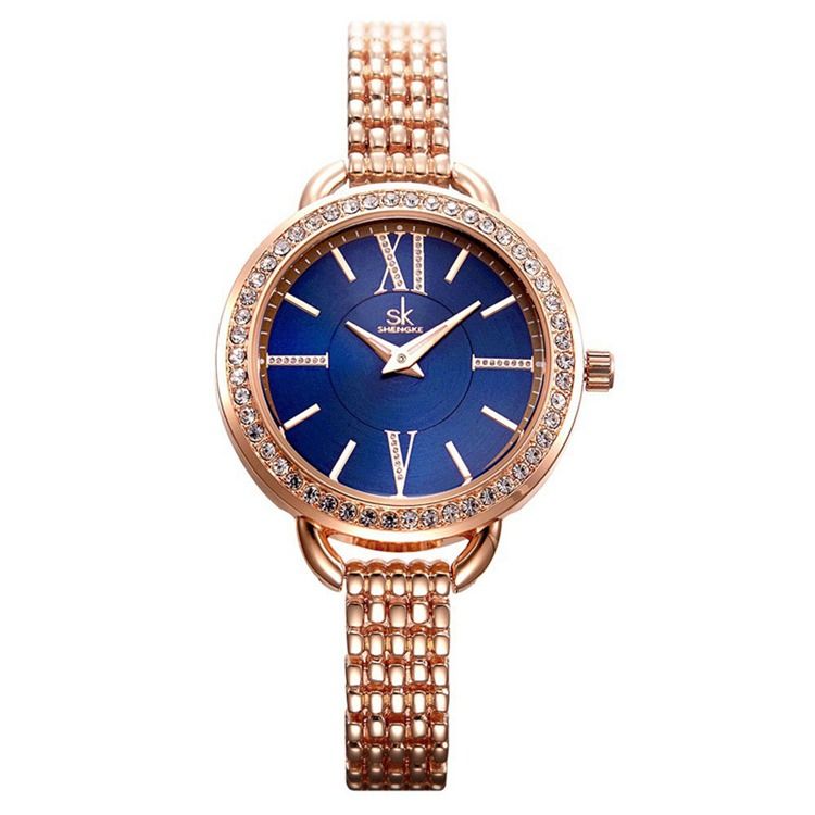 Montre Ronde À Strass Pour Femme