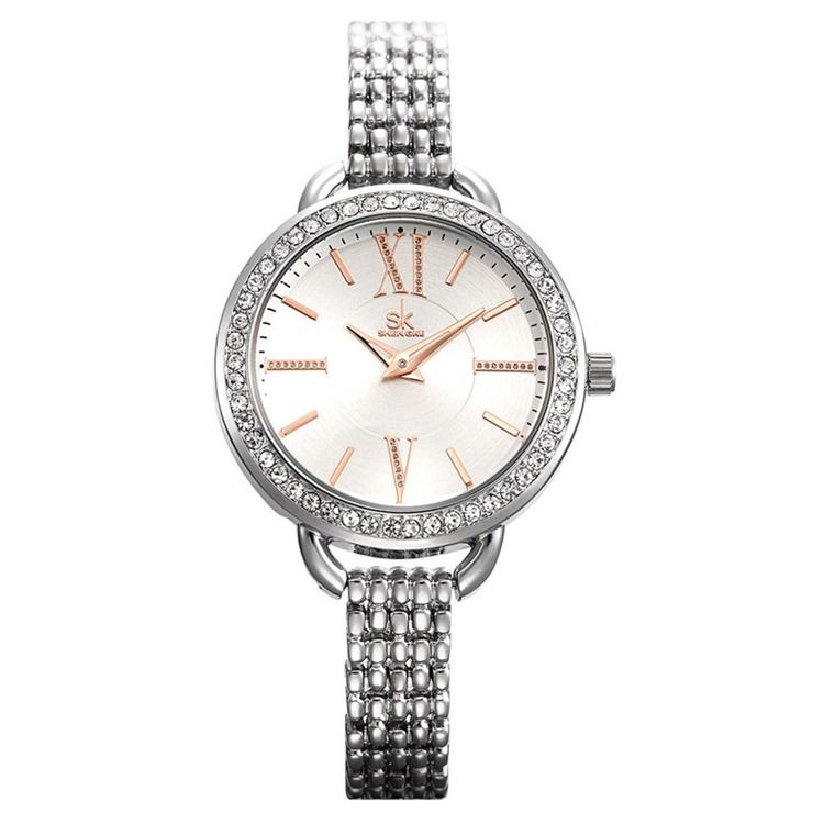 Montre Ronde À Strass Pour Femme