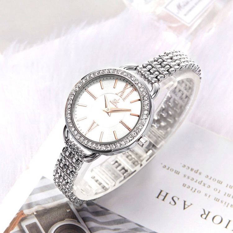 Montre Ronde À Strass Pour Femme