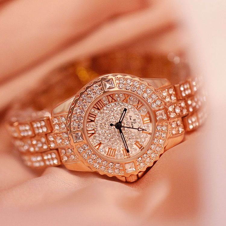 Montre Ronde En Strass Pour Femme