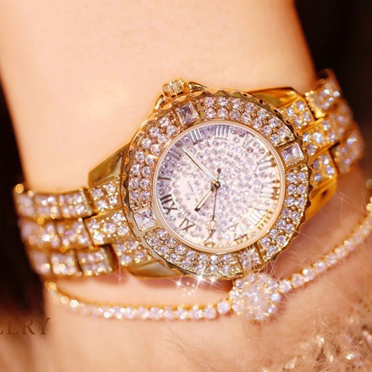 Montre Ronde En Strass Pour Femme