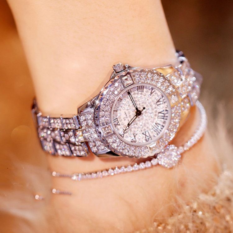 Montre Ronde En Strass Pour Femme