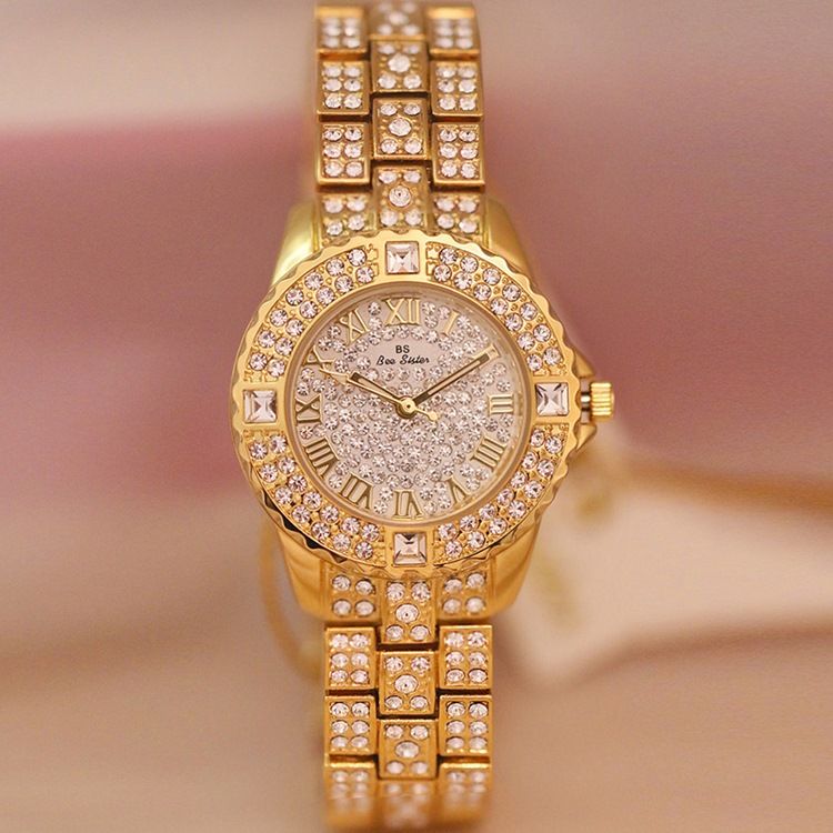 Montre Ronde En Strass Pour Femme