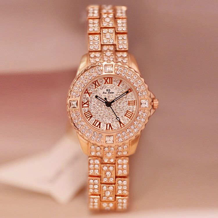 Montre Ronde En Strass Pour Femme