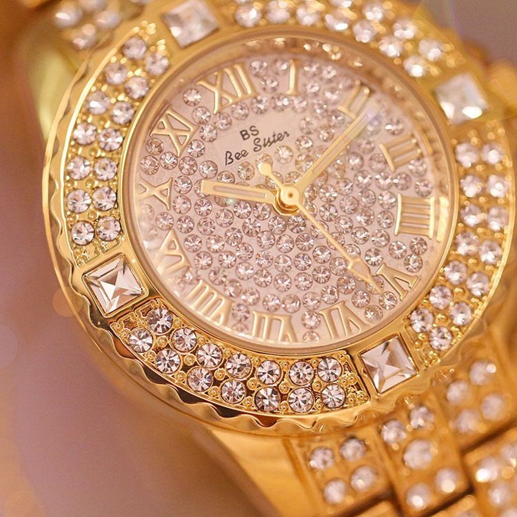 Montre Ronde En Strass Pour Femme