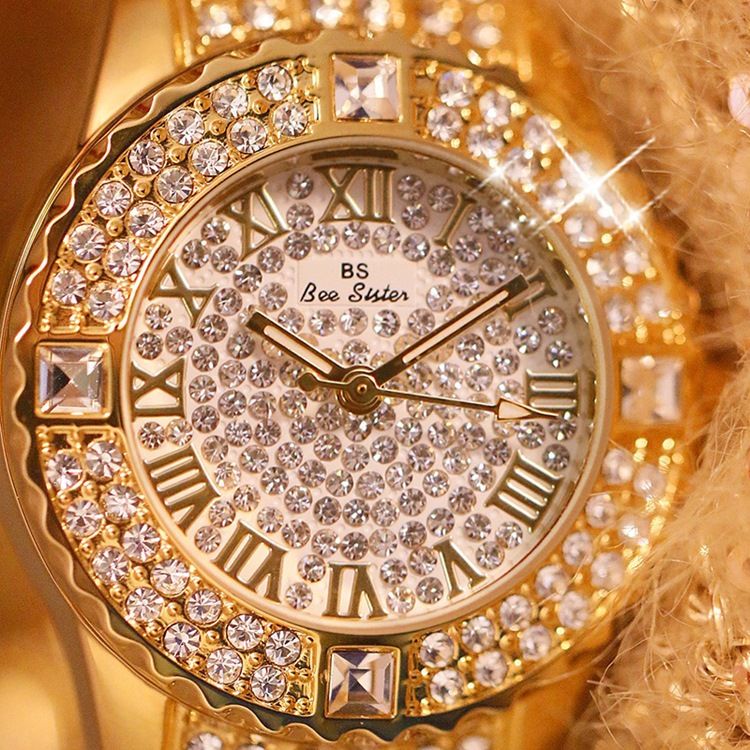 Montre Ronde En Strass Pour Femme