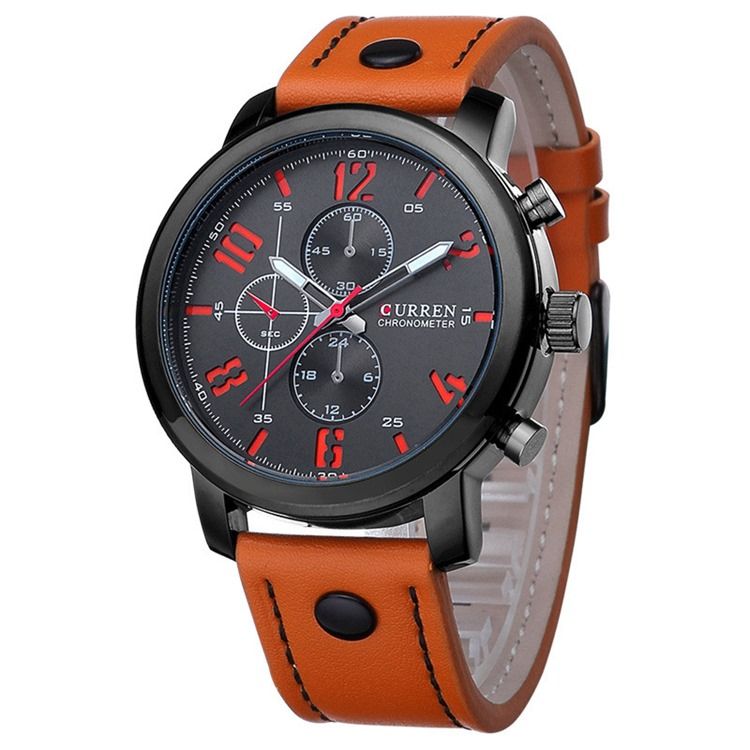 Montres Rondes À Quartz Pu Pour Hommes