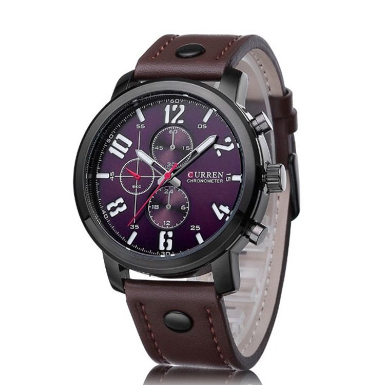 Montres Rondes À Quartz Pu Pour Hommes