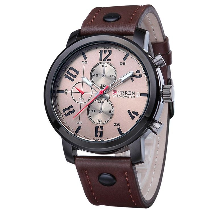 Montres Rondes À Quartz Pu Pour Hommes