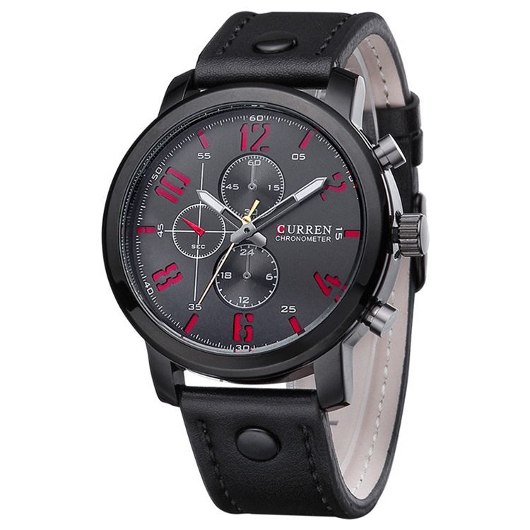 Montres Rondes À Quartz Pu Pour Hommes