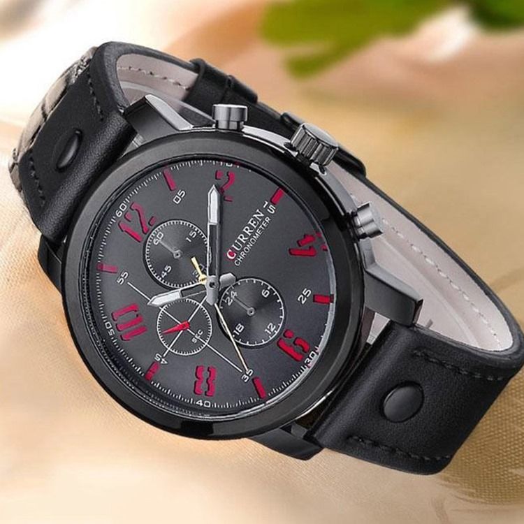 Montres Rondes À Quartz Pu Pour Hommes