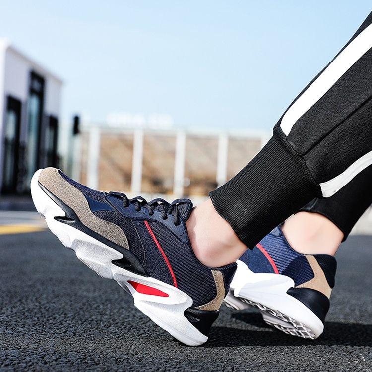 Chaussures De Course Pour Hommes En Maille À Blocs De Couleur