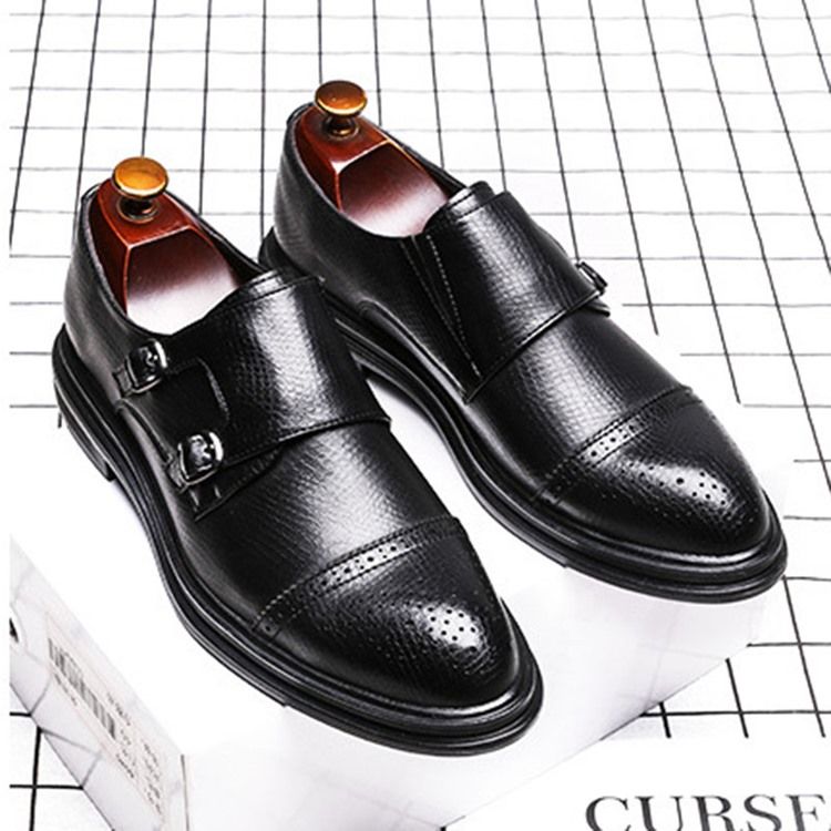 Chaussures Habillées Basses À Enfiler Unies Supérieures Pour Hommes