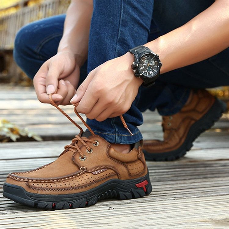 Chaussures De Randonnée Pour Hommes À Bout Carré Et À Lacets