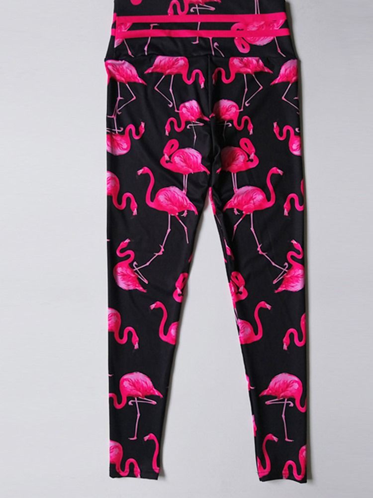 Femmes Flamingo Print Animal Fitness Gym Sports Yoga Leggings Pantalons De Yoga Taille Haute Tiktok Leggings