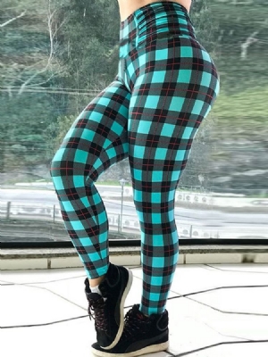 Femmes Plaid Imprimer Pleine Longueur Fitness Yoga Leggings Pantalons De Yoga Taille Haute Tiktok Leggings