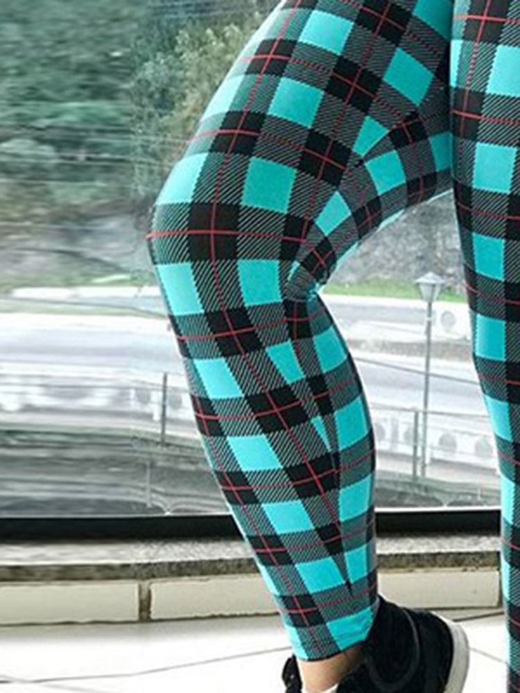 Femmes Plaid Imprimer Pleine Longueur Fitness Yoga Leggings Pantalons De Yoga Taille Haute Tiktok Leggings