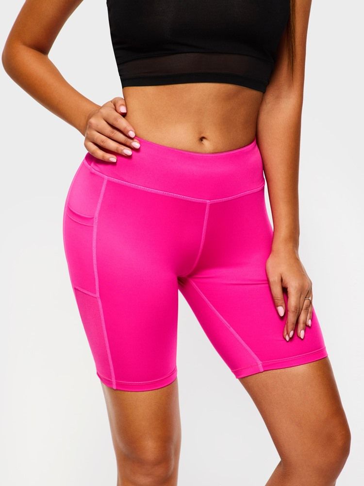 Femmes Poches Anti-sueur Solide Gym Sport Yoga Shorts Pantalons De Yoga Taille Haute Tiktok Leggings