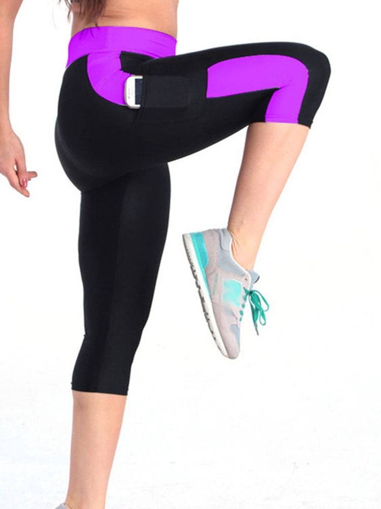 Leggings Courts De Sport Respirants À Blocs De Couleur Pour Femmes