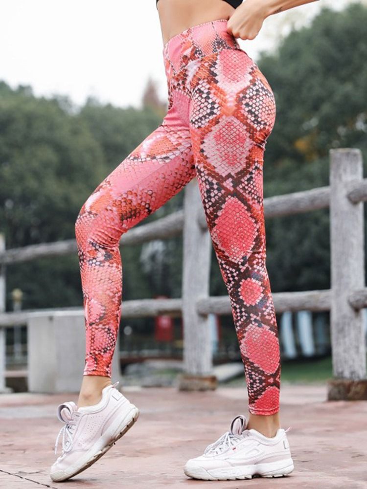 Leggings De Sport Serpentine Imprimés Anti-transpiration Pour Femmes Pantalons De Yoga Leggings Tiktok Taille Haute