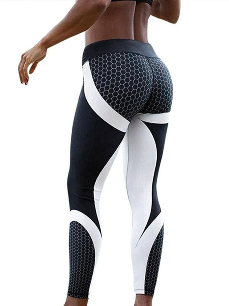 Leggings De Yoga Pour Femmes À Imprimé Nid D'abeille À Blocs De Couleur Leggings Tiktok Taille Haute