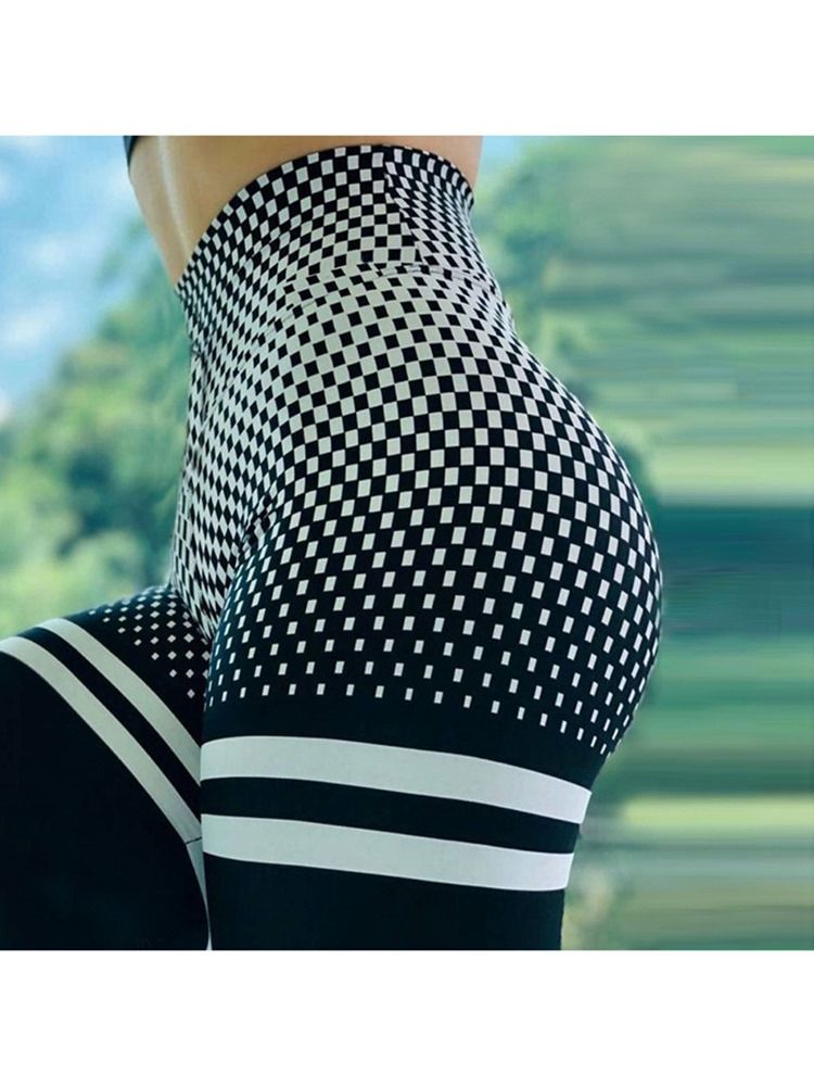 Leggings De Yoga Taille Haute À Carreaux Imprimés À Blocs De Couleur Leggings Tiktok Taille Haute Pour Femmes