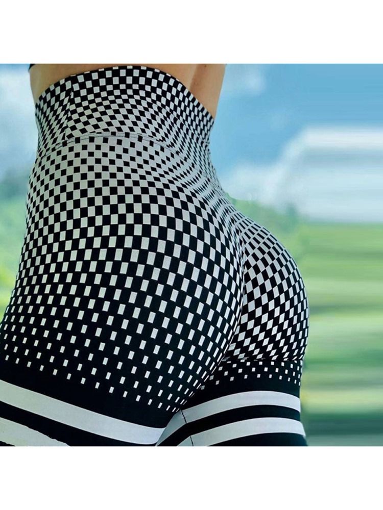 Leggings De Yoga Taille Haute À Carreaux Imprimés À Blocs De Couleur Leggings Tiktok Taille Haute Pour Femmes