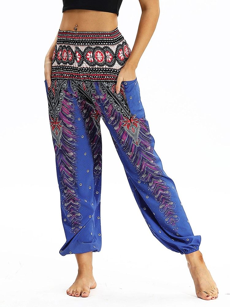 Pantalon Sarouel De Yoga À Imprimé Géométrique Boho Pour Femme