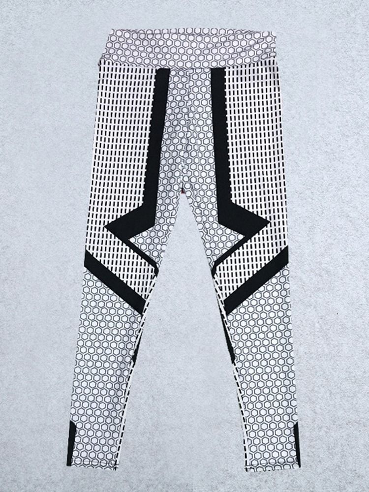 Pantalon De Yoga Push-up Imprimé Géométrique À Blocs De Couleur Pour Femmes Leggings Tiktok Taille Haute