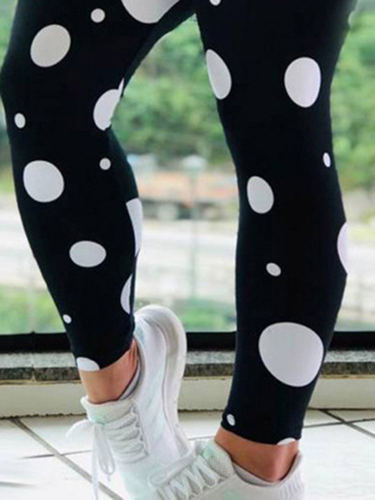 Pantalons De Yoga Pleine Longueur Imprimés À Pois Pour Femmes Leggings Tiktok À Taille Haute