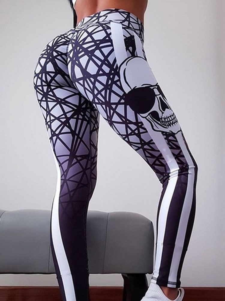 Pantalons De Yoga De Sport De Pleine Longueur À Imprimé De Blocs De Couleur Pour Femmes Leggings Tiktok Taille Haute