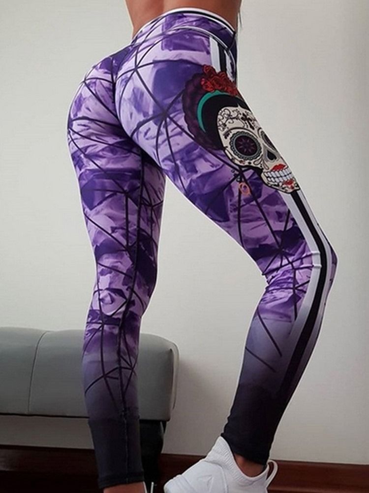 Pantalons De Yoga De Sport De Pleine Longueur À Imprimé De Blocs De Couleur Pour Femmes Leggings Tiktok Taille Haute