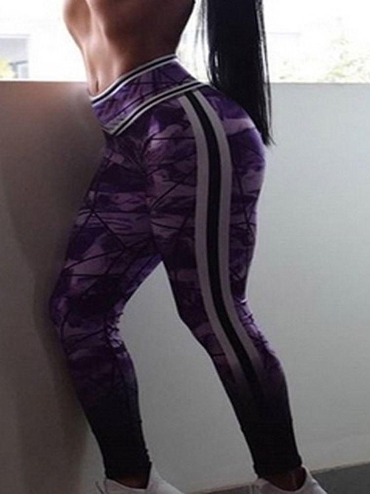 Pantalons De Yoga De Sport De Pleine Longueur À Imprimé De Blocs De Couleur Pour Femmes Leggings Tiktok Taille Haute