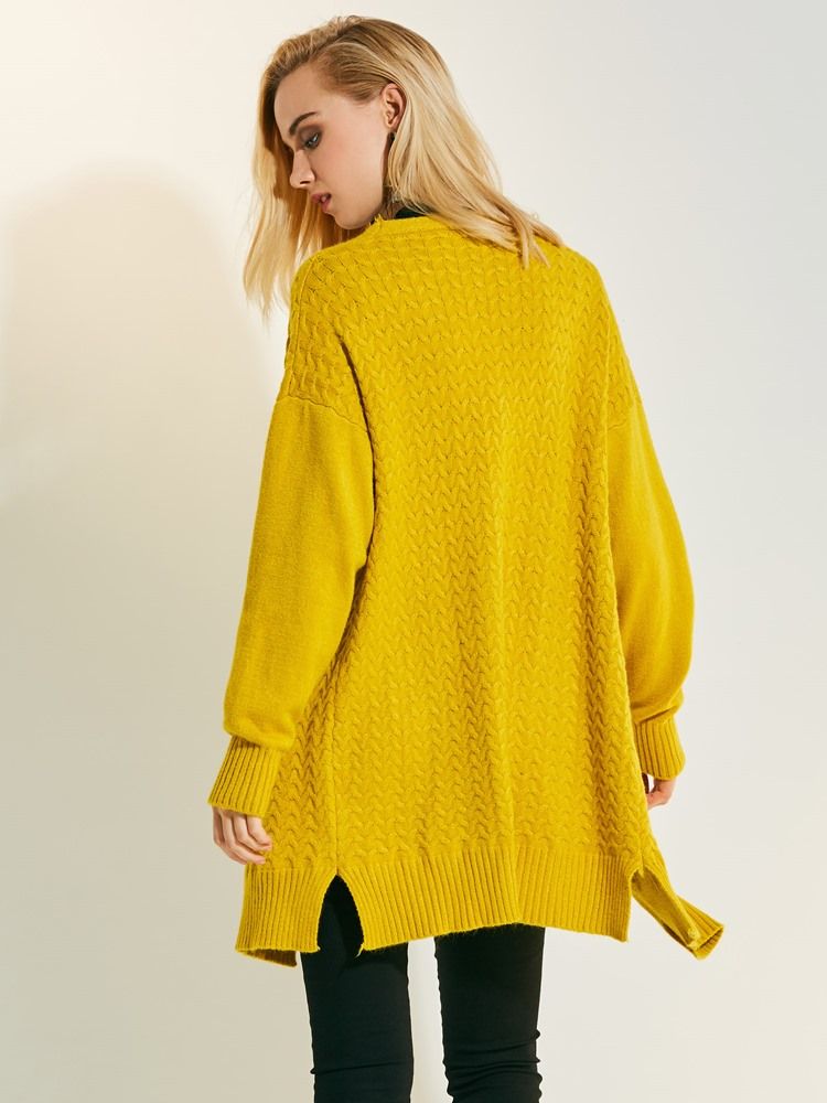 Cardigan Ample Uni Mi-long Pour Femme