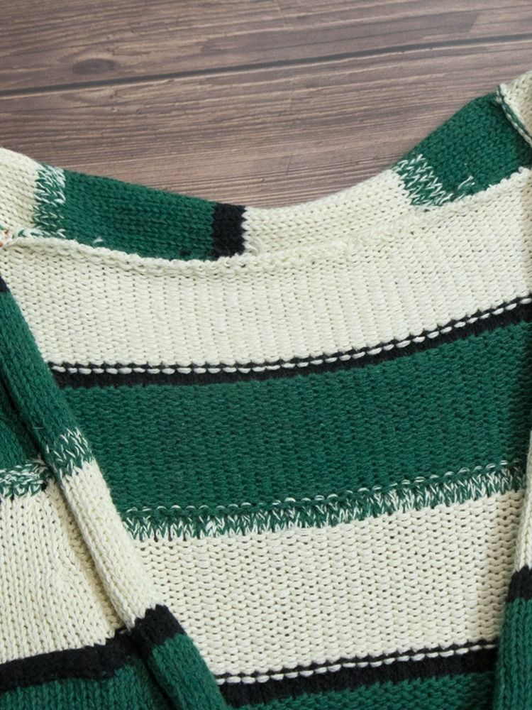 Cardigan En Tricot Pour Femmes À Blocs De Couleurs Réguliers