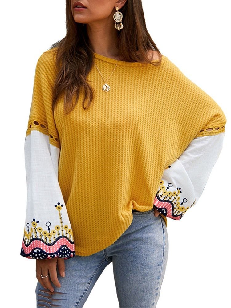 Pull Ample À Manches Longues En Patchwork Pour Femmes