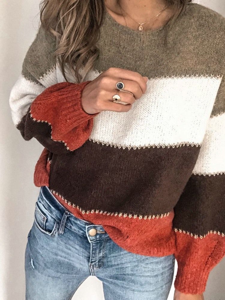 Pull À Col Rond Automne Mince Régulier Pour Femmes