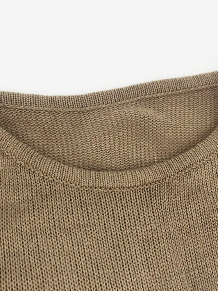 Pull À Col Rond Automne Mince Régulier Pour Femmes