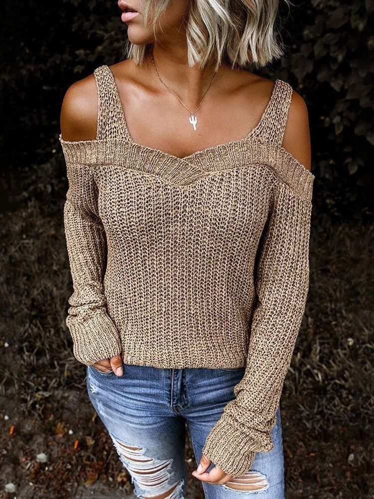 Pull D'automne Standard Creux Pour Femmes Mince Et Régulier