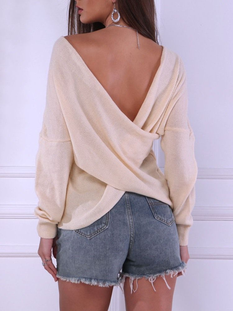 Pull Pour Femme À Manches Chauve-souris Et Manches Chauve-souris Réversibles À Col En V