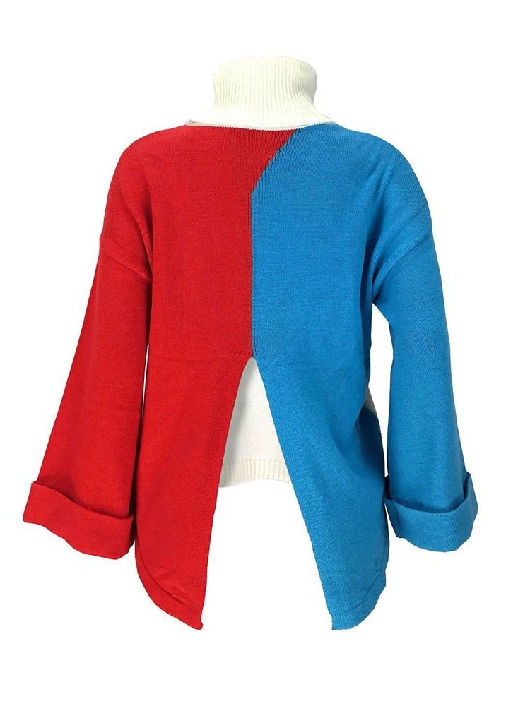 Pull Standard Asymétrique À Manches Longues Pour Femmes À Col Roulé