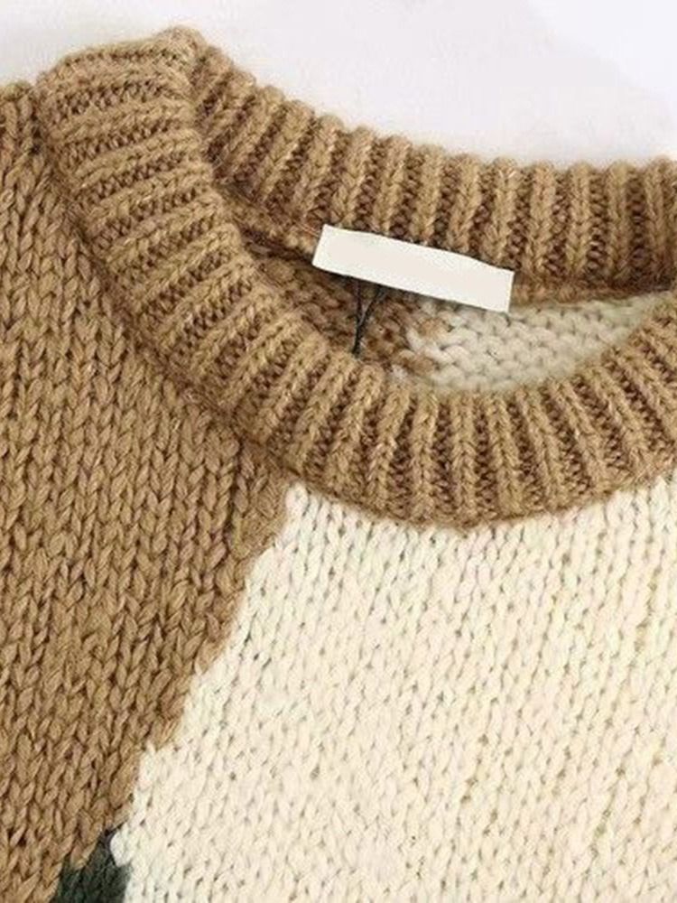 Pull Standard Géométrique Ample À Blocs De Couleurs Pour Femmes