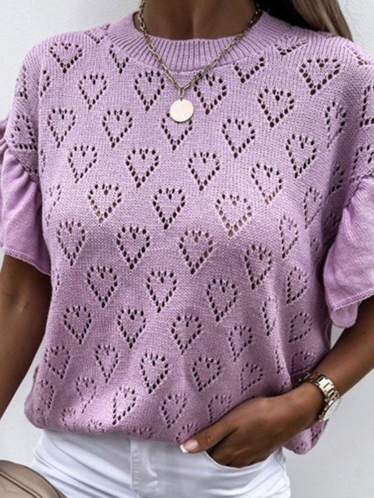 Pull Standard À Manches Courtes Pour Femmes Avec Patchwork À Pétales