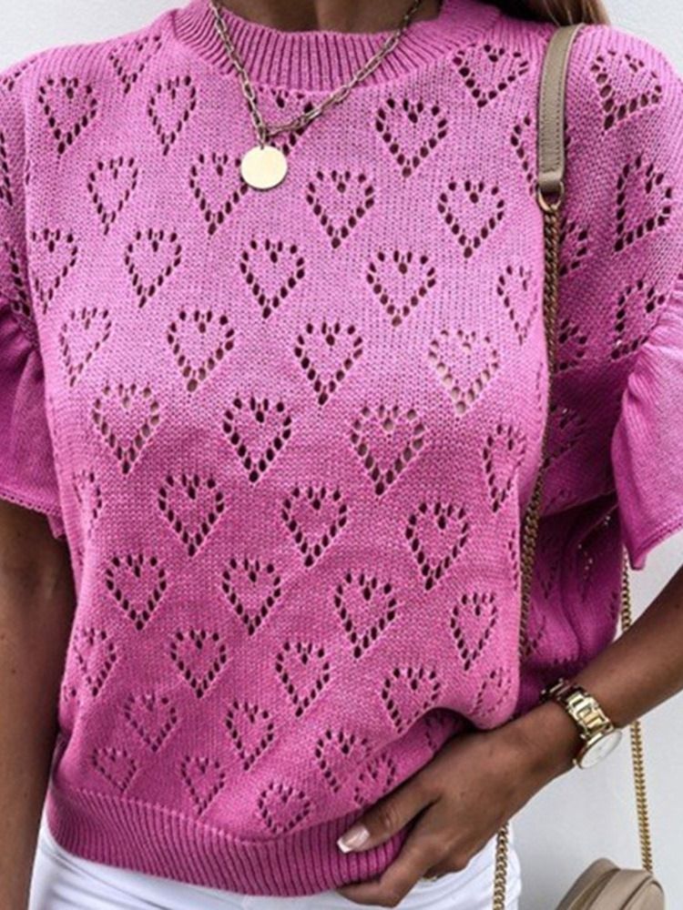 Pull Standard À Manches Courtes Pour Femmes Avec Patchwork À Pétales