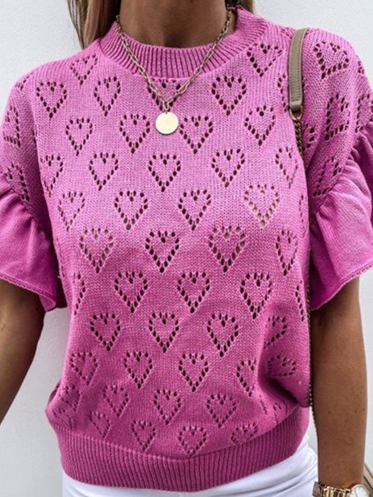 Pull Standard À Manches Courtes Pour Femmes Avec Patchwork À Pétales