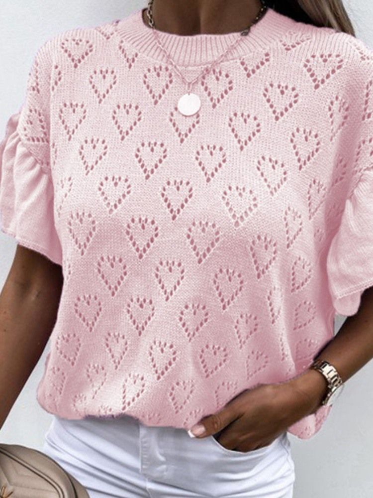 Pull Standard À Manches Courtes Pour Femmes Avec Patchwork À Pétales